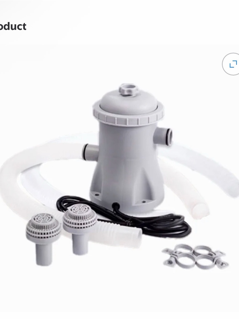 Grey Above-Ground Pool Filter Pump and Hose Accessory Kit